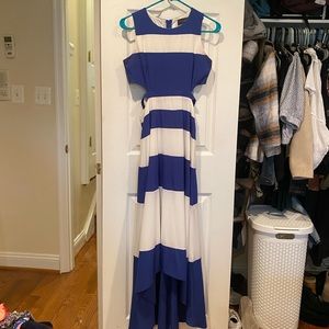 Blue and white high low dress